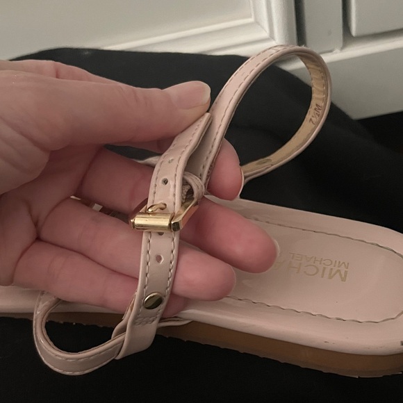 Michael Kors Blush Sandals with Gold Emblem - Picture 12 of 12